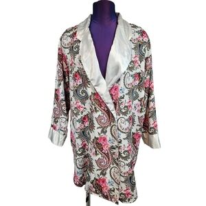 Vintage 90s Victoria's Secret Floral Paisley Peignoir Tuxedo Robe Size Small O28